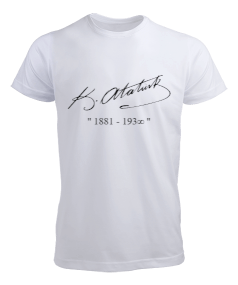 MUSTAFA KEMAL ATATÜRK İMZALI BASKILI TİŞÖRT ÖZEL TASARIM SIRT VE KOL BASKILI PRINTED T-SHIRT SIGNE Erkek Tişört