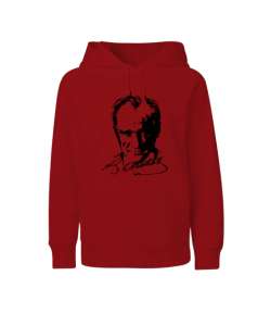 Mustafa Kemal Atatürk Kırmızı Çocuk Unisex Hoodie Kapüşonlu