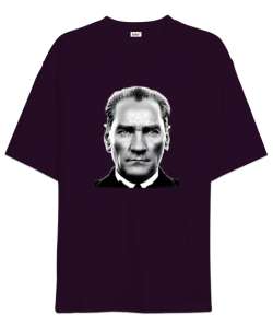 Mustafa Kemal Atatürk Koyu Mor Oversize Unisex Tişört