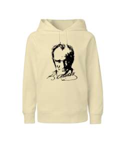 Mustafa Kemal Atatürk Krem Çocuk Unisex Hoodie Kapüşonlu