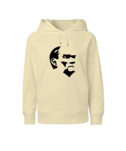 Mustafa Kemal Atatürk Krem Çocuk Unisex Hoodie Kapüşonlu