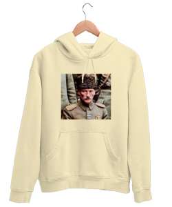 Mustafa Kemal ATATÜRK Krem Unisex Kapşonlu Sweatshirt