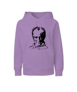 Mustafa Kemal Atatürk Lila Çocuk Unisex Hoodie Kapüşonlu