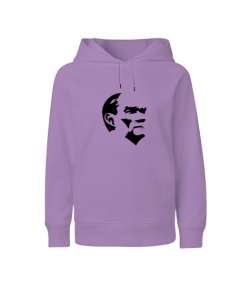 Mustafa Kemal Atatürk Lila Çocuk Unisex Hoodie Kapüşonlu