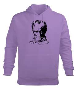 Mustafa Kemal Atatürk Lila Erkek Kapüşonlu Hoodie Sweatshirt