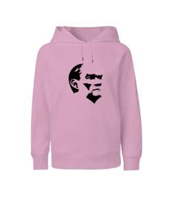 Mustafa Kemal Atatürk Pembe Çocuk Unisex Hoodie Kapüşonlu