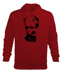 Mustafa Kemal Atatürk Portre Baskılı Kırmızı Erkek Kapüşonlu Hoodie Sweatshirt