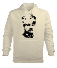 Mustafa Kemal Atatürk Portre Baskılı Krem Erkek Kapüşonlu Hoodie Sweatshirt