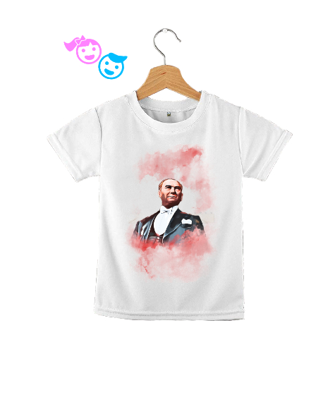 Mustafa Kemal Atatürk Resimli Beyaz Çocuk Unisex - Tisho