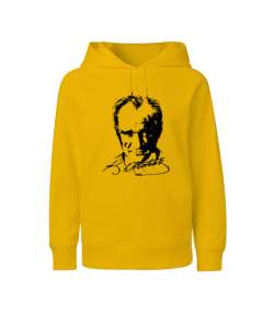 Mustafa Kemal Atatürk Sarı Çocuk Unisex Hoodie Kapüşonlu