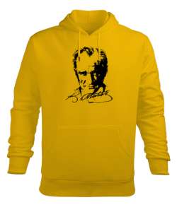 Mustafa Kemal Atatürk Sarı Erkek Kapüşonlu Hoodie Sweatshirt