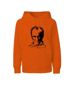 Mustafa Kemal Atatürk Turuncu Çocuk Unisex Hoodie Kapüşonlu