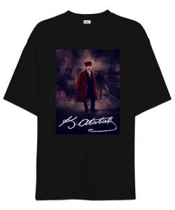 Mustafa Kemal Atatürk V5 Siyah Oversize Unisex Tişört