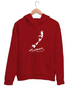 Mustafa Kemal Atatürk Ve İmzası V2 Kırmızı Unisex Kapşonlu Sweatshirt