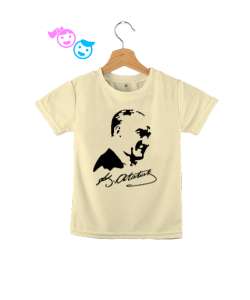 Mustafa Kemal Atatürk ve İmzası V3 Krem Çocuk Unisex