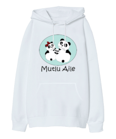 Mutlu Aile Oversize Unisex Kapüşonlu Sweatshirt