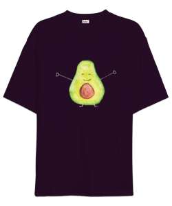 Mutlu Avakado - Avocado Koyu Mor Oversize Unisex Tişört