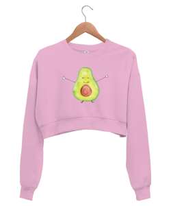 Mutlu Avakado - Avocado Pembe Kadın Crop Sweatshirt