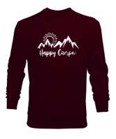 Mutlu Kampçı - Happy Camper - Doğa Bordo Erkek Sweatshirt - Thumbnail