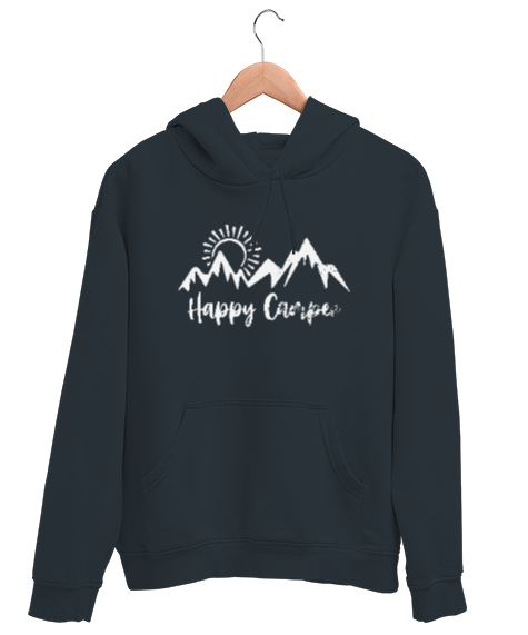 Tisho - Mutlu Kampçı - Happy Camper - Doğa Füme Unisex Kapşonlu Sweatshirt