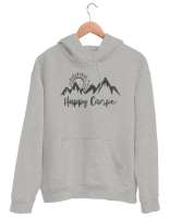 Mutlu Kampçı - Happy Camper - Doğa Gri Unisex Kapşonlu Sweatshirt - Thumbnail