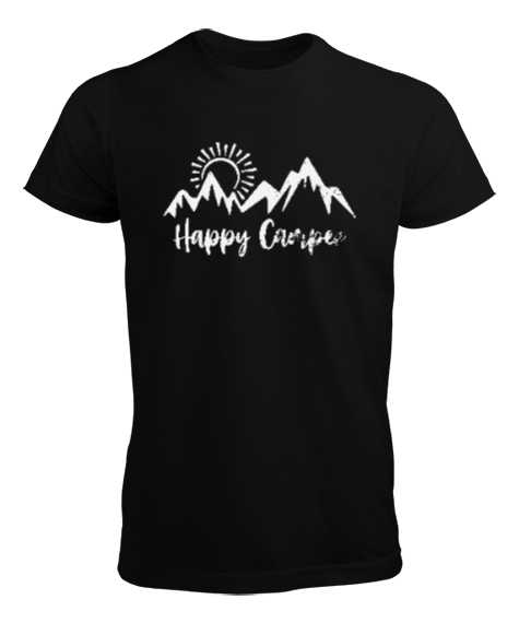 Tisho - Mutlu Kampçı - Happy Camper - Doğa Siyah Erkek Tişört