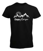 Mutlu Kampçı - Happy Camper - Doğa Siyah Erkek Tişört - Thumbnail