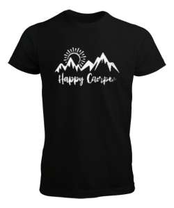 Mutlu Kampçı - Happy Camper - Doğa Siyah Erkek Tişört