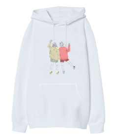 Mutlu karakterli Oversize Unisex Kapüşonlu Sweatshirt