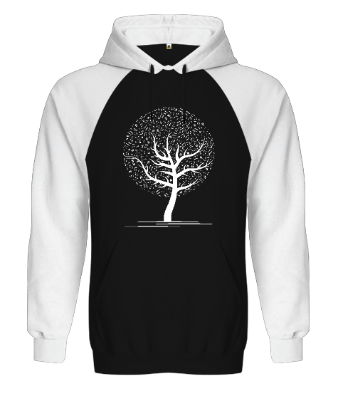 Müzik Ağacı - Notalar Siyah/Beyaz Orjinal Reglan Hoodie Unisex Sweatshirt