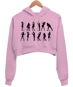 Müzik Heyecanı Kadın Crop Hoodie Kapüşonlu Sweatshirt