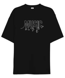 Müzik ve İkonlar- Music Siyah Oversize Unisex Tişört