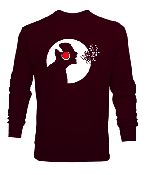 Müzisyen - Singer Man Bordo Erkek Sweatshirt