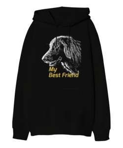 My Best Friend - En İyi Arkadaşım Siyah Oversize Unisex Kapüşonlu Sweatshirt