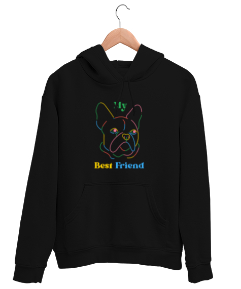 Tisho - My Best Friend Siyah Unisex Kapşonlu Sweatshirt