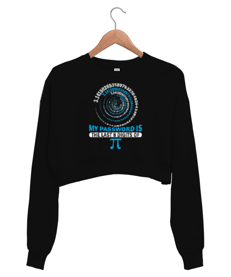 My Password Is The Last 8 Digits Of Pi Siyah Kadın Crop Sweatshirt