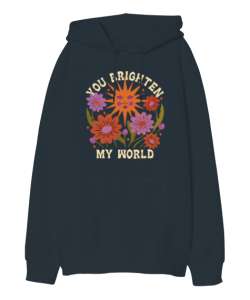 MY WORLD Füme Oversize Unisex Kapüşonlu Sweatshirt