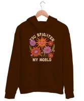 MY WORLD Kahverengi Unisex Kapşonlu Sweatshirt - Thumbnail