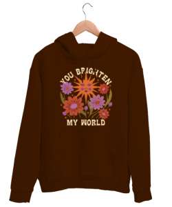 MY WORLD Kahverengi Unisex Kapşonlu Sweatshirt