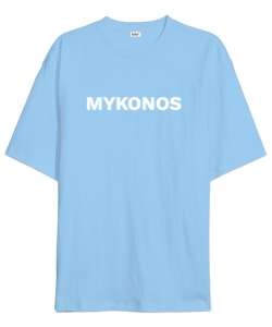 MYKONOS Buz Mavisi Oversize Unisex Tişört