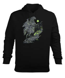 Mystical Night Siyah Erkek Kapüşonlu Hoodie Sweatshirt