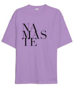 Namaste Baskılı Lila Oversize Unisex Tişört