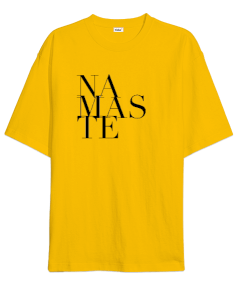 Namaste Baskılı Sarı Oversize Unisex Tişört