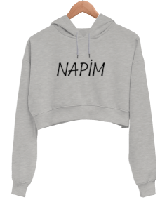 NAPİM Kadın Crop Hoodie Kapüşonlu Sweatshirt