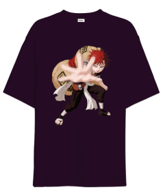 Naruto Anime Gaara Baskılı Koyu Mor Oversize Unisex Tişört