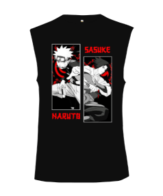 Naruto Anime Tasarım Baskılı Kesik Kol Unisex Tişört