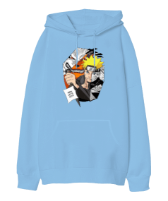 Naruto Anime Tasarım Baskılı Oversize Unisex Kapüşonlu Sweatshirt