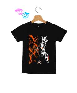 Naruto Anime Tasarım Baskılı Siyah Çocuk Unisex