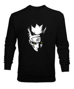 Naruto Anime Tasarım Baskılı Siyah Erkek Sweatshirt