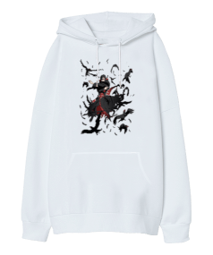 Naruto Anime Uchiha İtachi Baskılı Oversize Unisex Kapüşonlu Sweatshirt